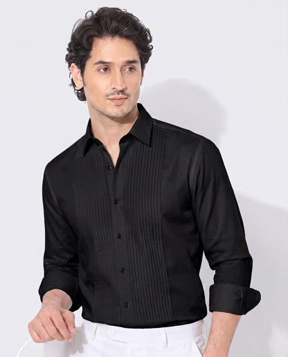 Grease Black Giza Cotton Tuxedo  Shirt