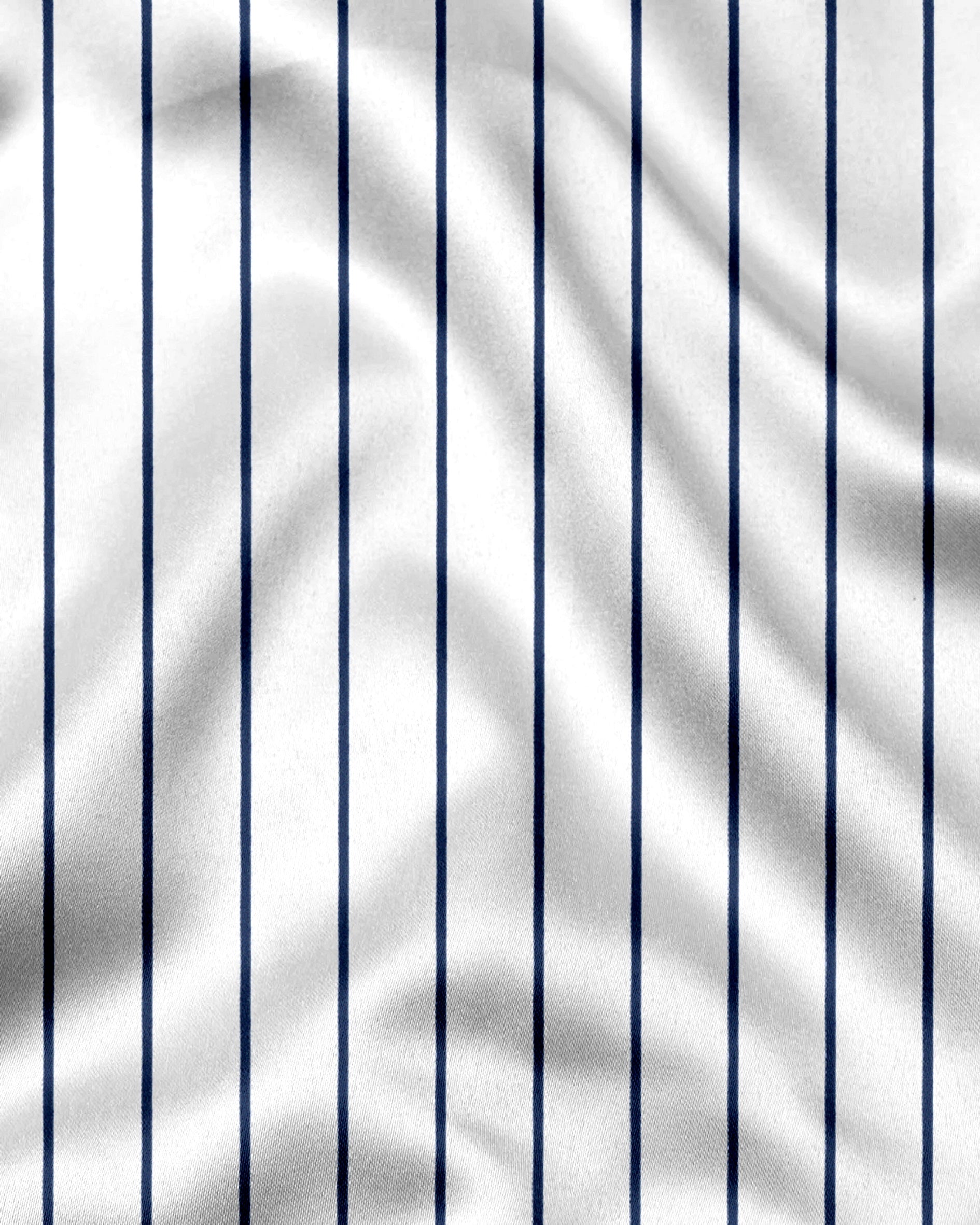 Milk White and Lapis Blue Stripes Cotton Shirt