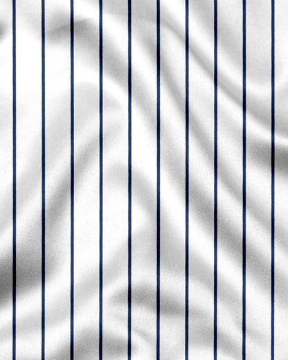 Milk White and Lapis Blue Stripes Cotton Shirt