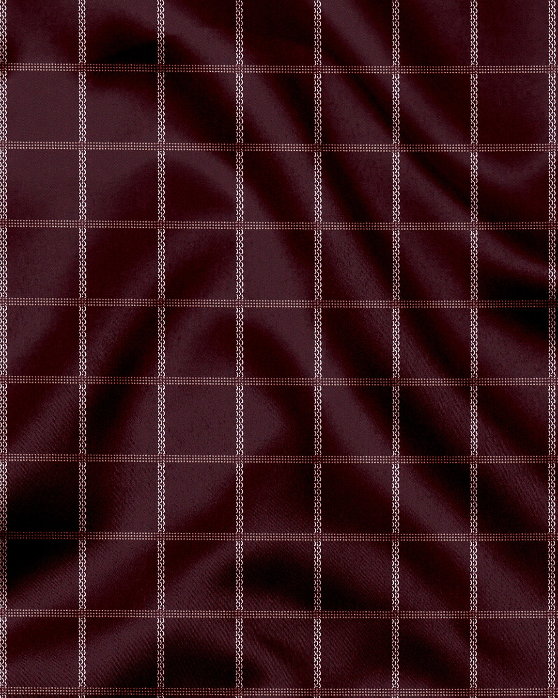 Huckleberry Maroon with White and Argan Brown Dash Checks Designer Cotton Shirt