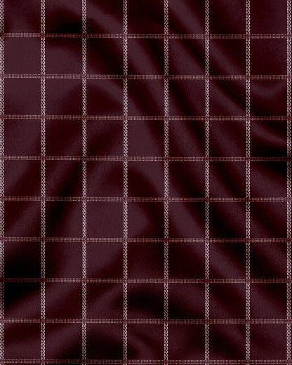 Huckleberry Maroon with White and Argan Brown Dash Checks Designer Cotton Shirt