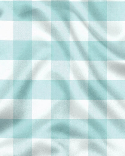 White and Turquoise Blue Buffalo Chekcs Oxford Designer Cotton Shirt