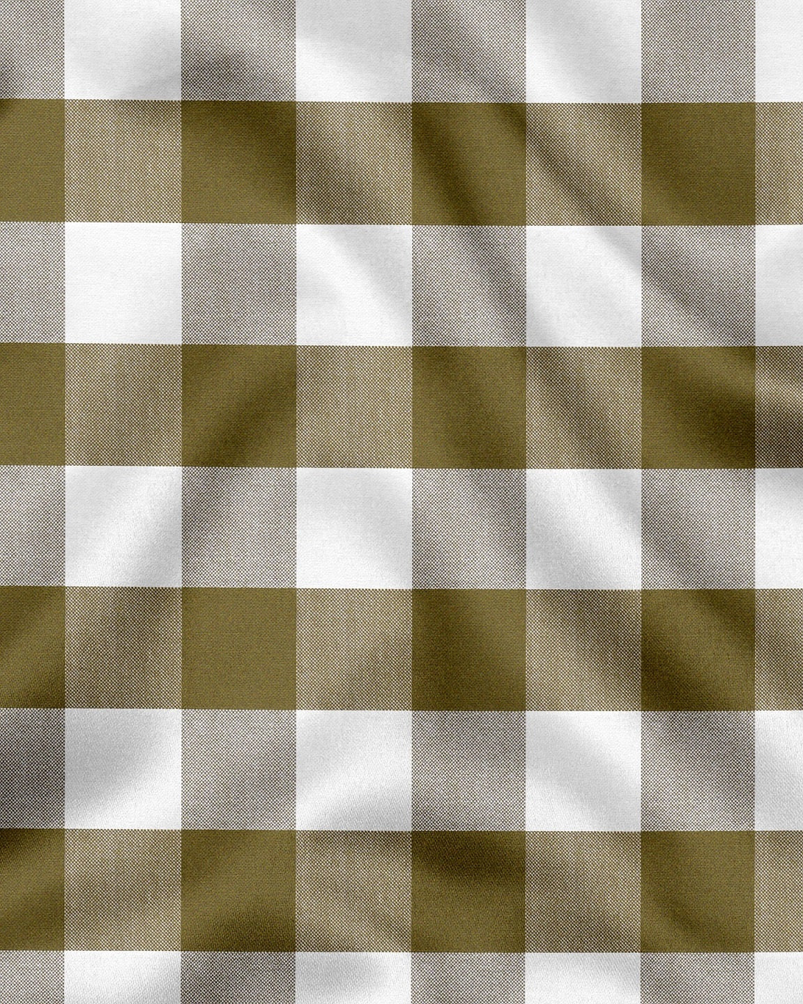 White and Ecru Olive Green Buffalo Checks Cotton Shirt