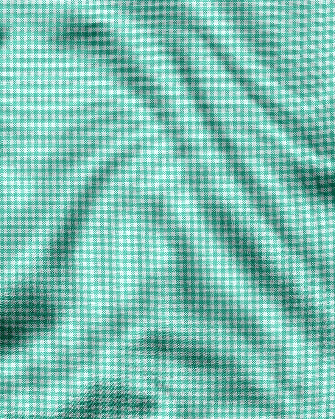 White and Aruba Blue Gingham Checks Mandarin collar Cotton Shirt