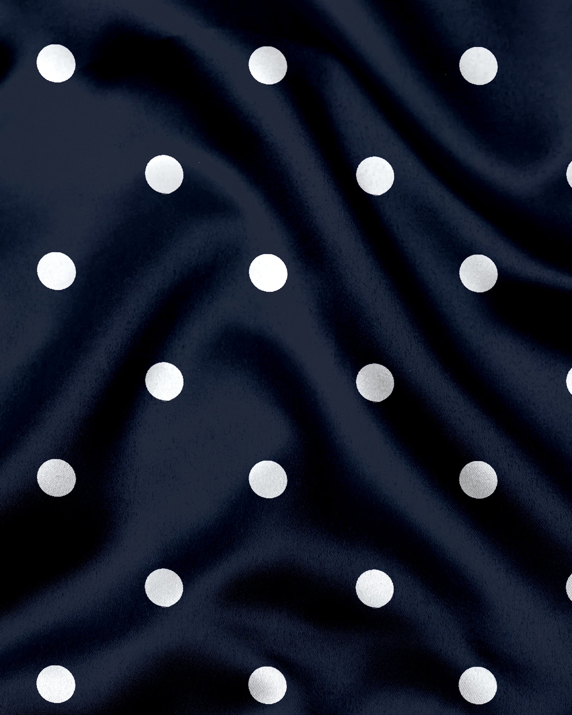 Moonlit Blue and Silk White Polka Dots Printed Designer Cotton Shirt