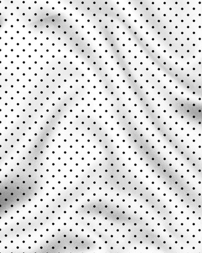 Milk White and Jet Black Polka Dots Printed Designer Cotton Shirt