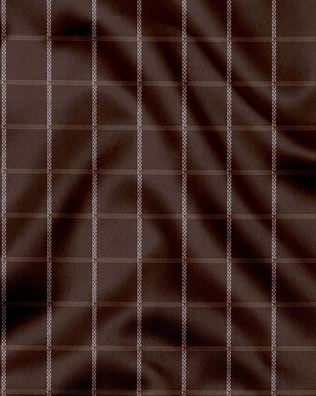 Carob Brown with White and Argan Brown Dash Checks Designer Cotton Shirt