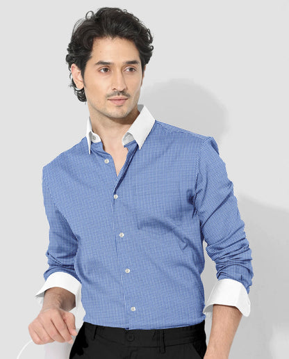 Baleine Blue and White Ninja Shuriken Printed Designer Cotton Shirt