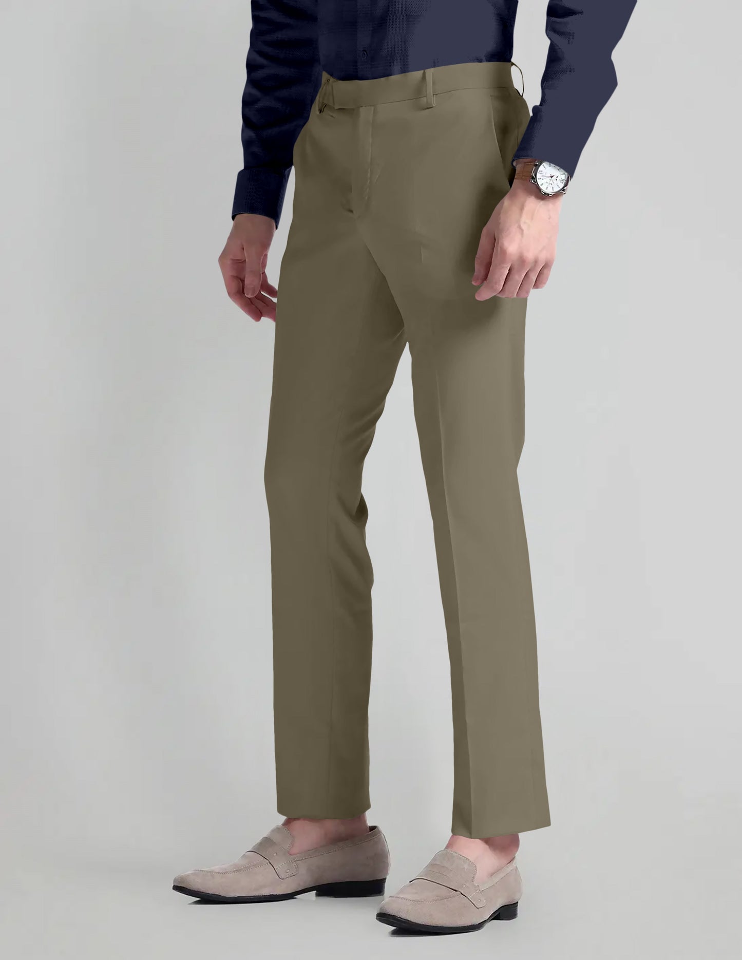 Iguana Green Solid Wool Blend Pant