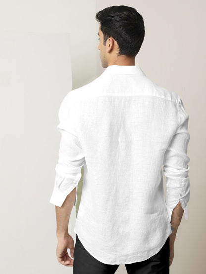 Bright White Luxurious Linen Shirt