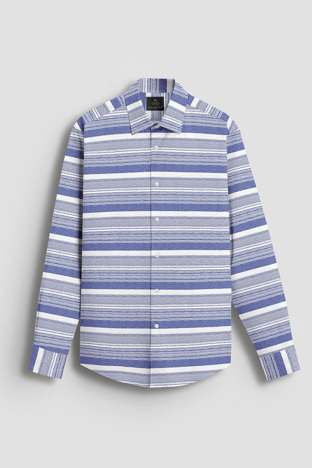 White and Clematis Blue Stripes Cotton Shirt