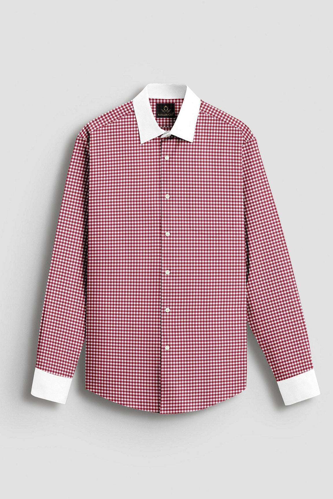 White and Maroon Gingham Checks Designer Cotton Shirt