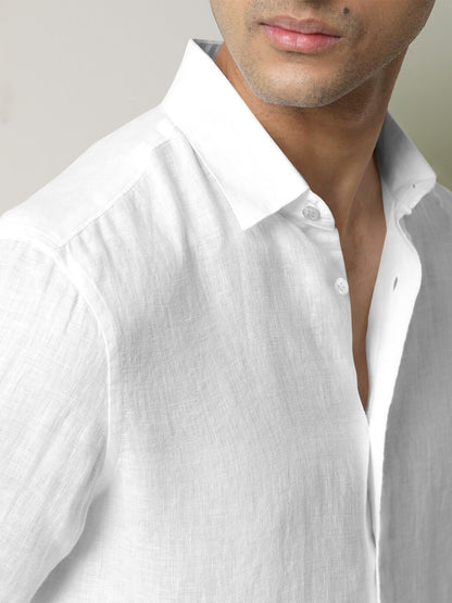 Bright White Luxurious Linen Shirt