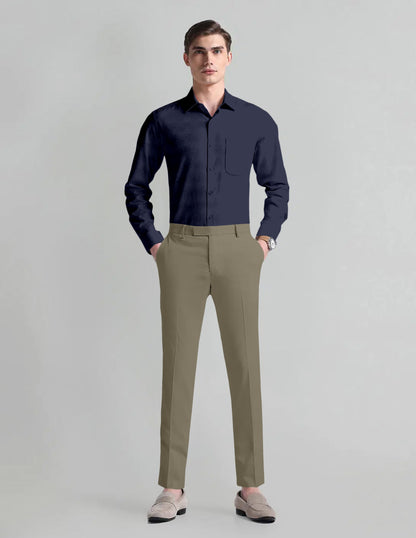 Iguana Green Solid Wool Blend Pant