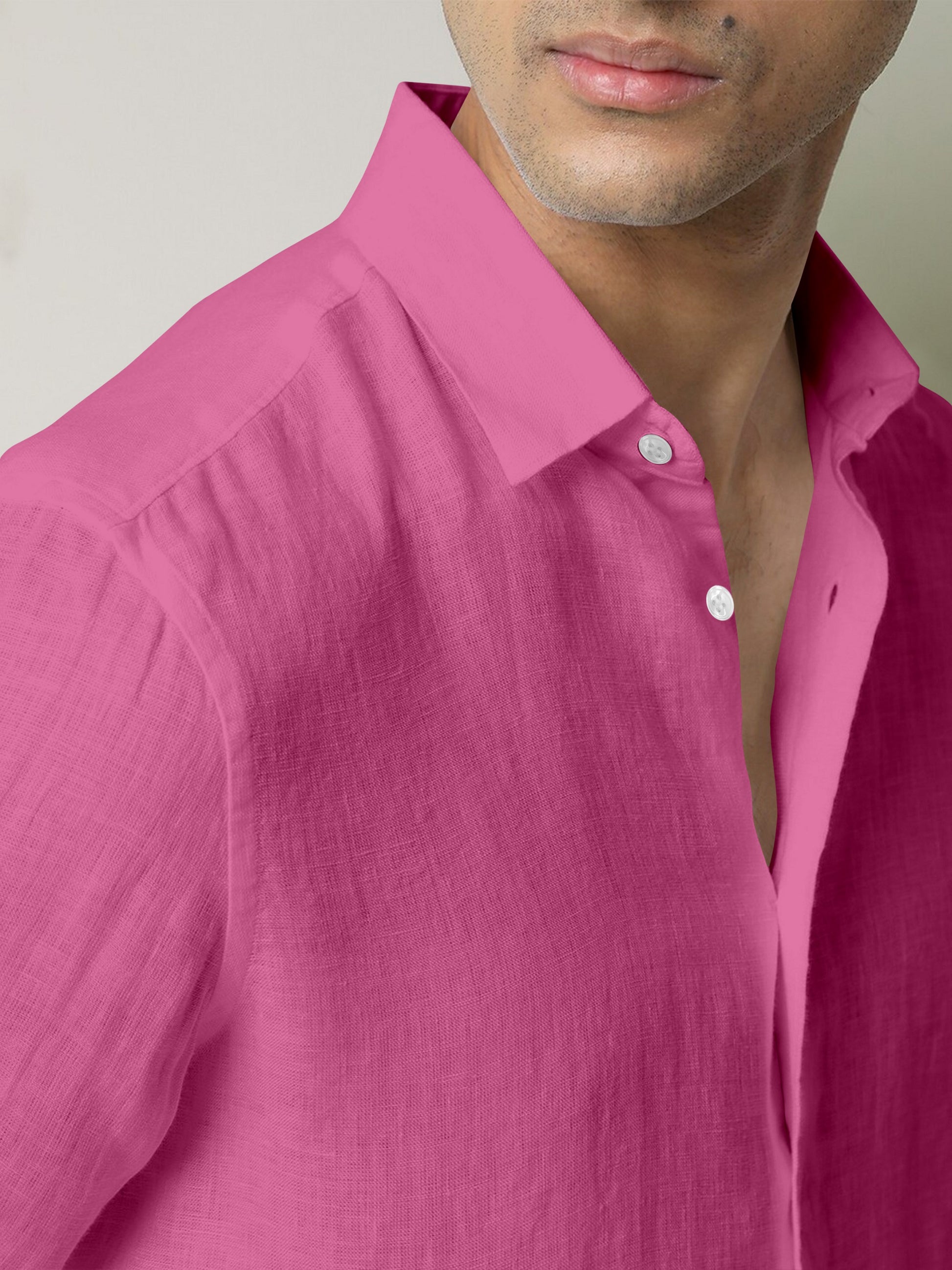 Ruby Pink Men's Luxurious Linen Shirt