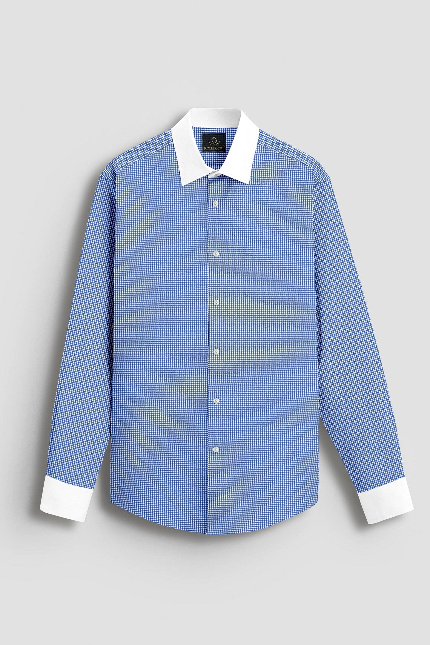 Baleine Blue and White Ninja Shuriken Printed Designer Cotton Shirt
