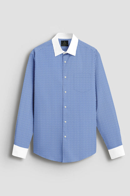 Baleine Blue and White Ninja Shuriken Printed Designer Cotton Shirt