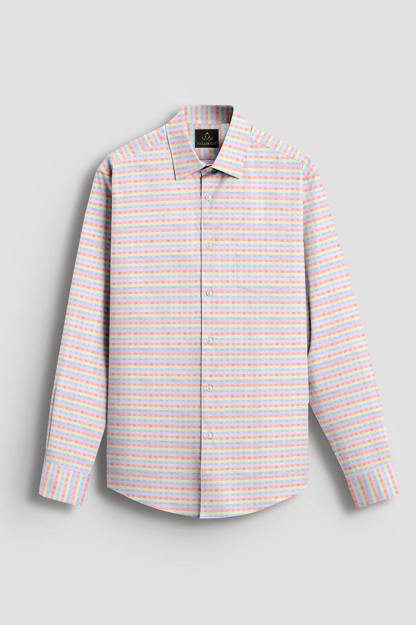 Cradle Pink with Patina Green Jacquard Checks Egyptian Giza Cotton Shirt