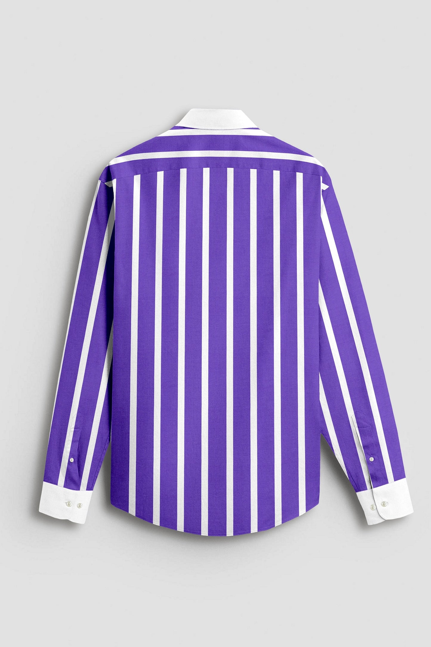 Iris Purple and White Wide Chalk Stripes Designer Cotton Shirt
