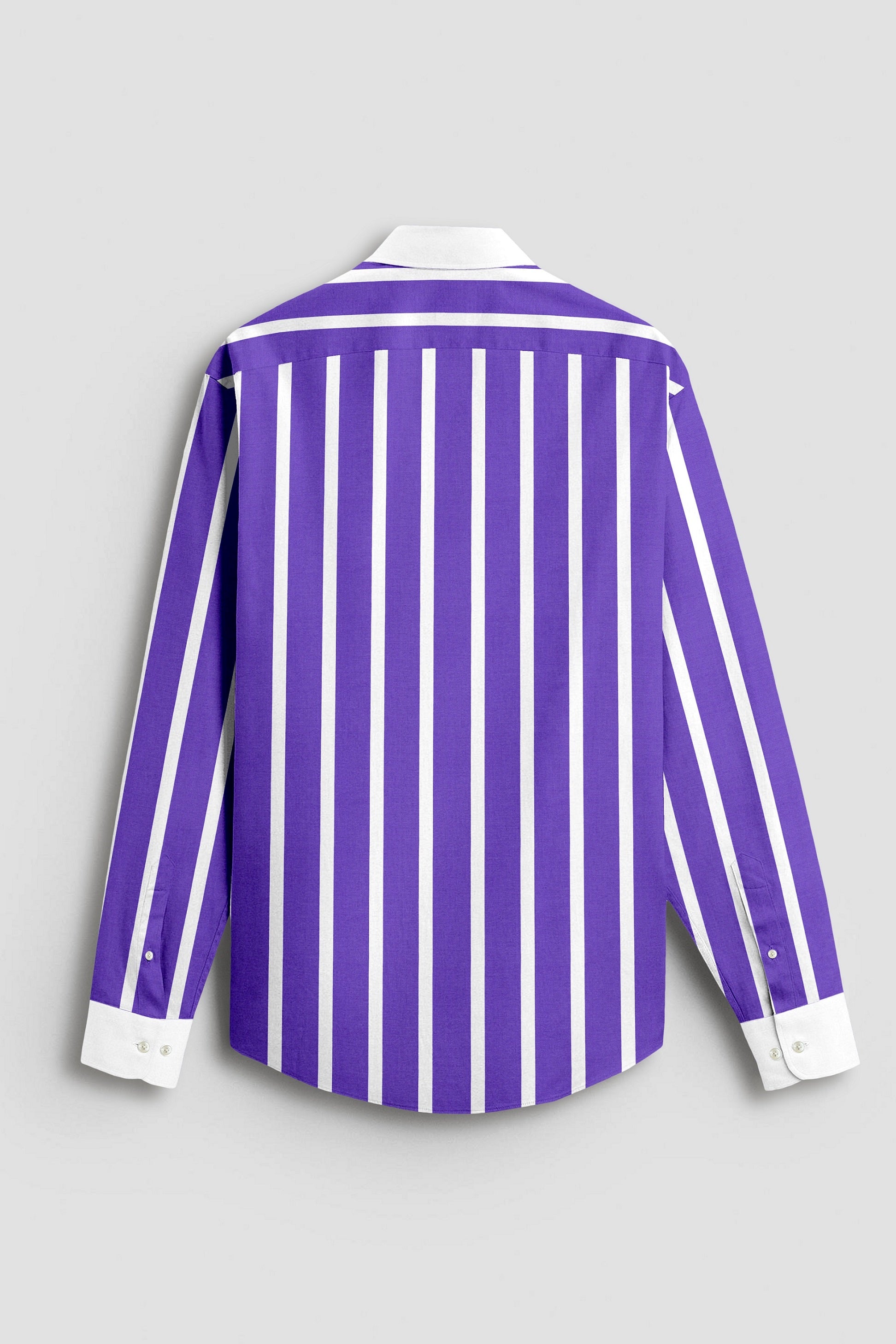 Iris Purple and White Wide Chalk Stripes Designer Cotton Shirt