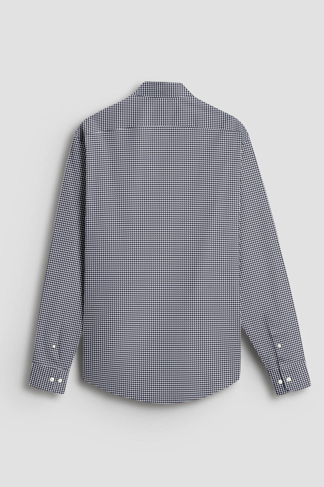 Jet Black and White Hounds Tooth Checks Cotton Shirt