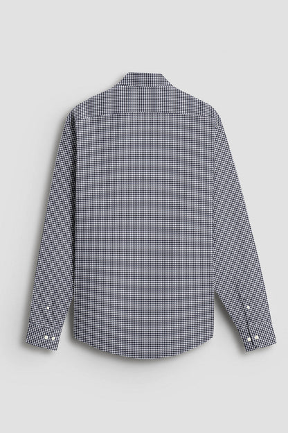 Jet Black and White Hounds Tooth Checks Cotton Shirt
