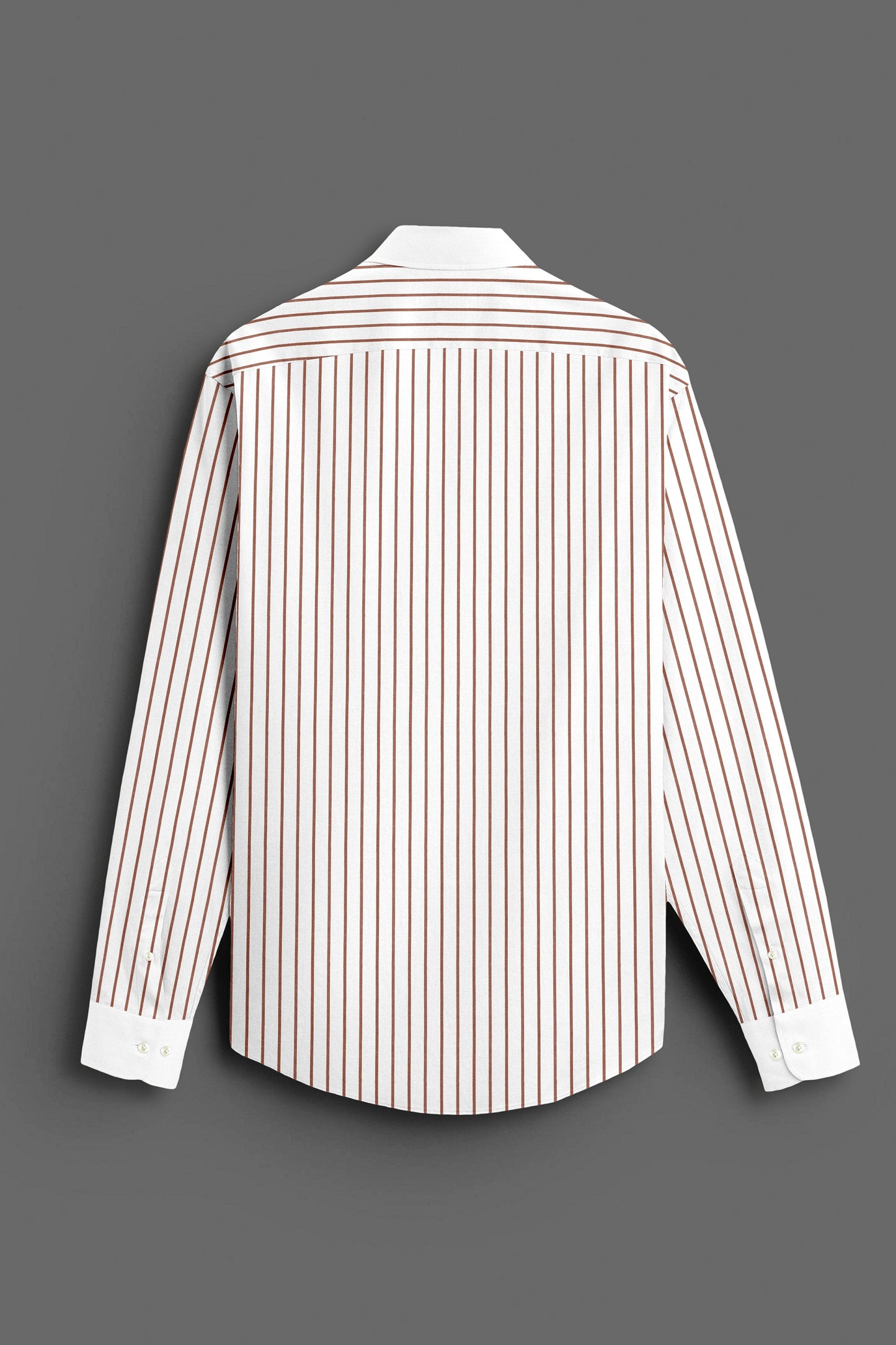 White and Copper Brown Stripes Designer Cotton Shirt