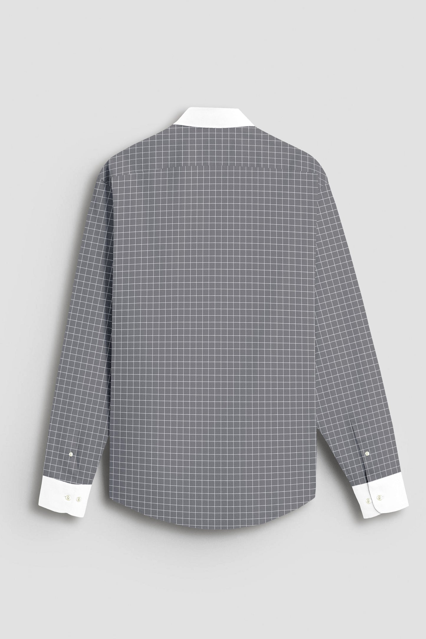 Graphite Gray and Snow White Checks Designer Cotton Shirt