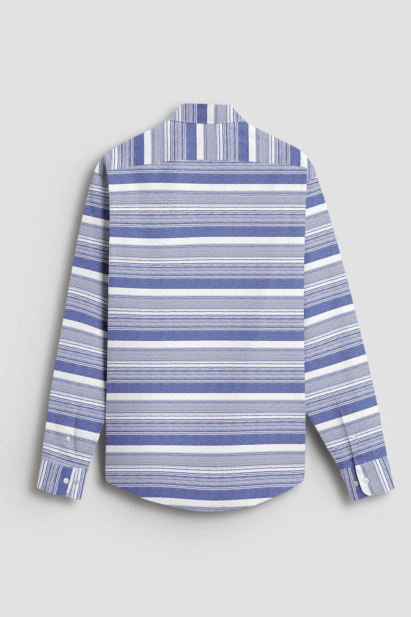 White and Clematis Blue Stripes Cotton Shirt