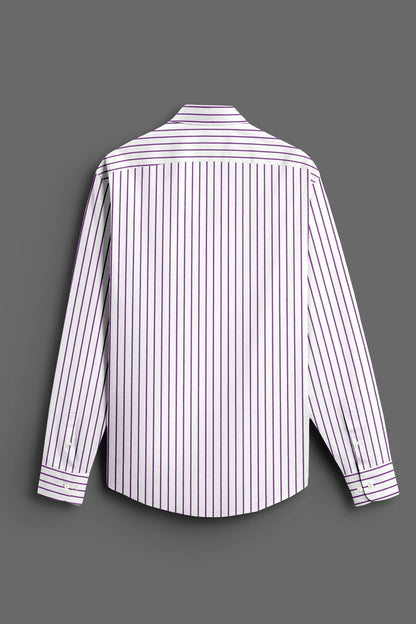 White and Dahlia Purple Stipes Cotton Shirt