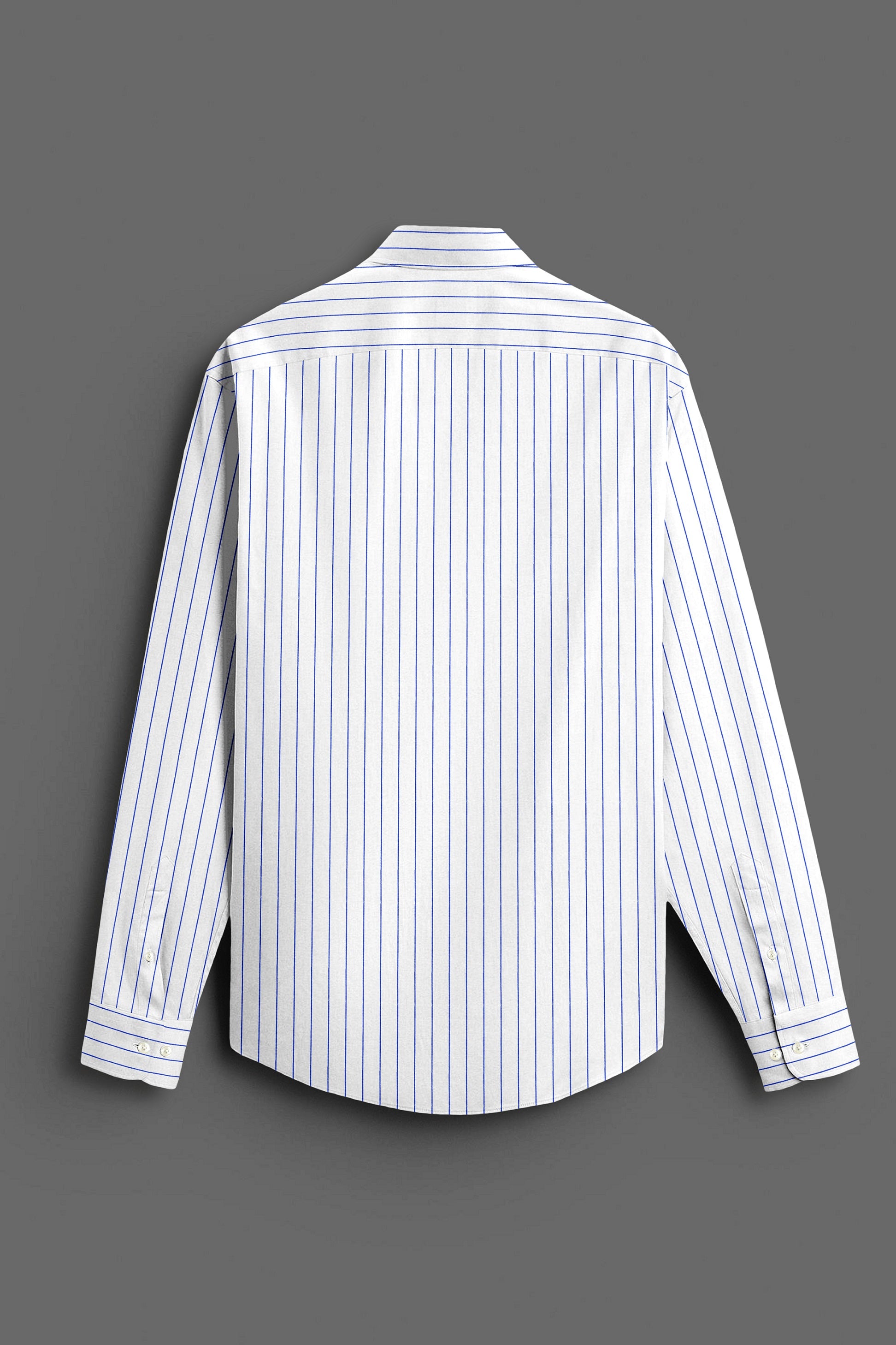 White and Dodger Blue Pin Stripes Cotton Shirt