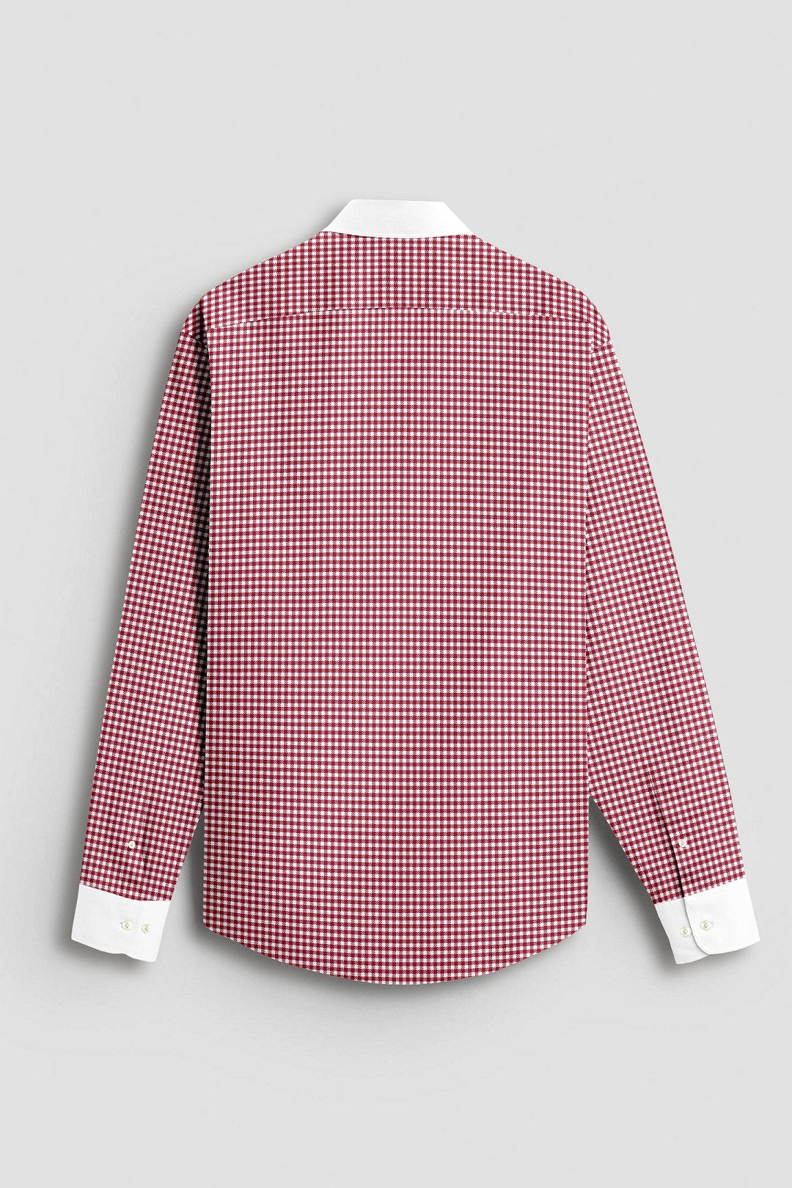 White and Maroon Gingham Checks Designer Cotton Shirt