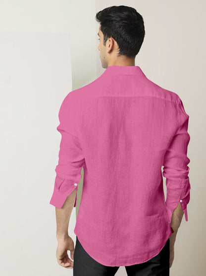 Ruby Pink Men's Luxurious Linen Shirt