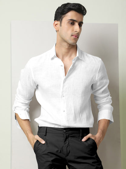 Bright White Luxurious Linen Shirt