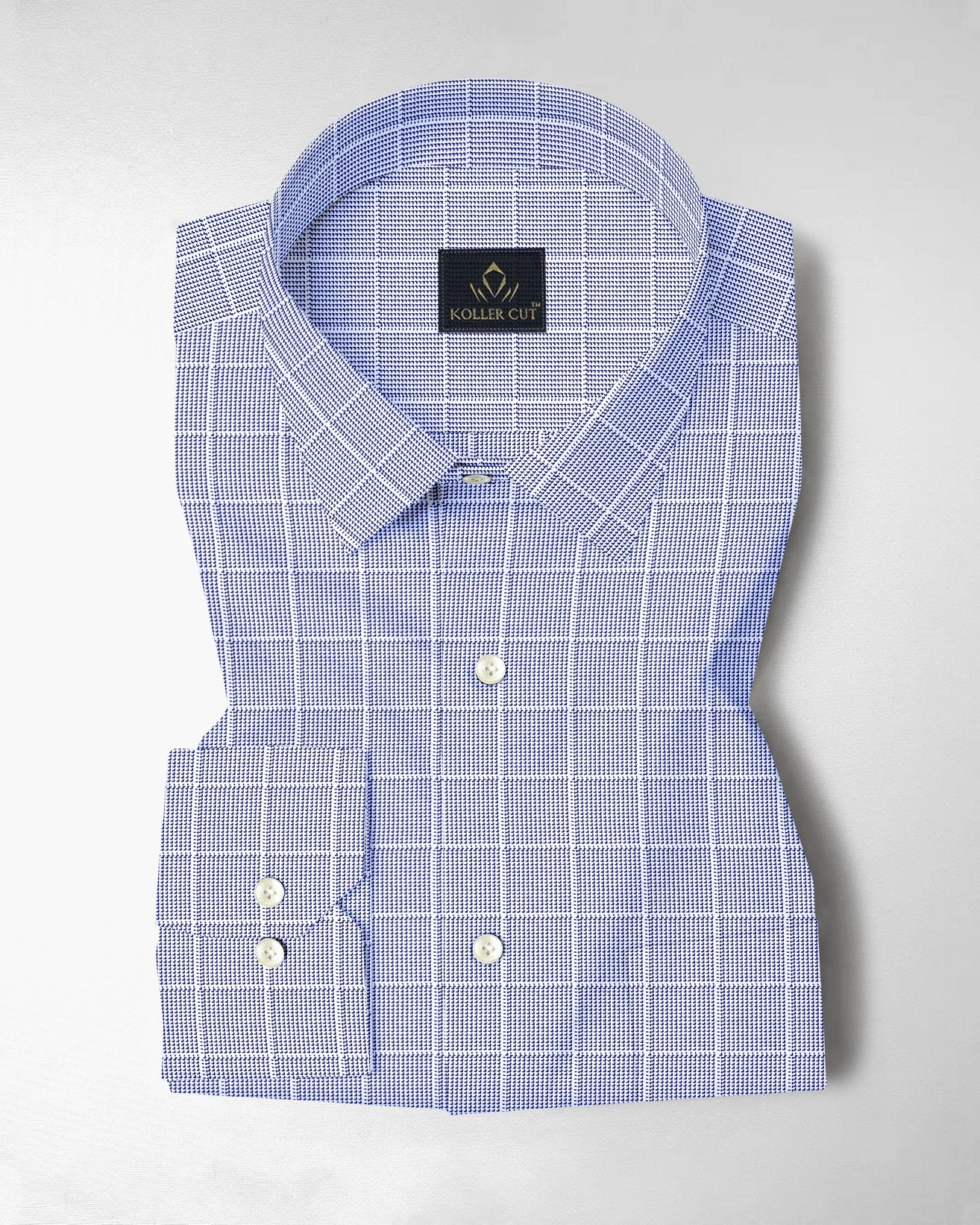 Ethereal Blue and Frost White Checks Cotton Shirt
