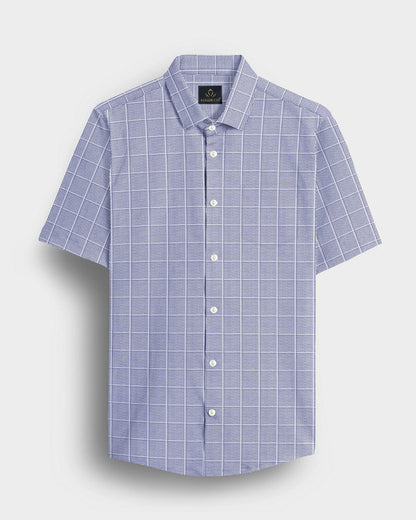 Ethereal Blue and Frost White Checks Cotton Shirt