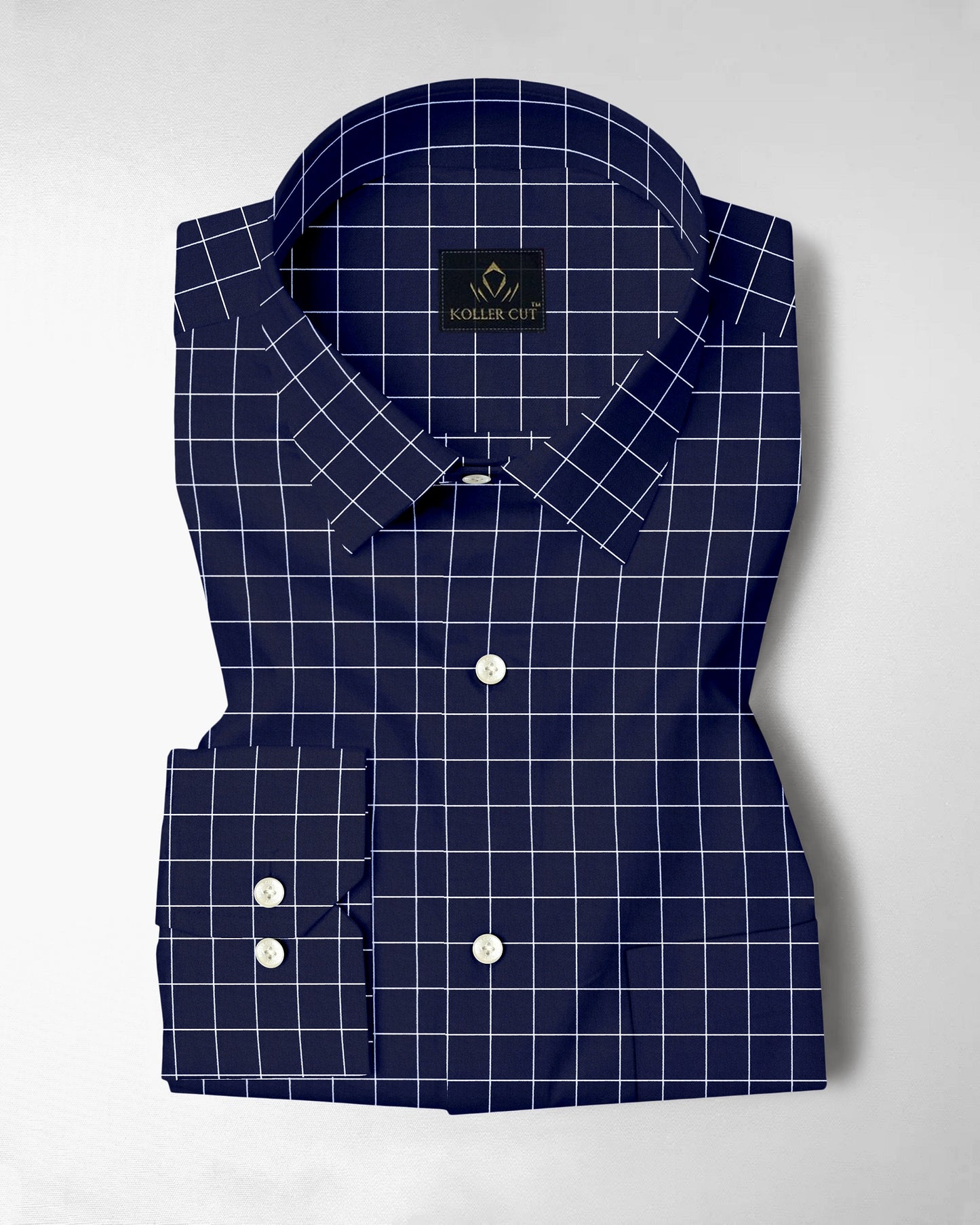 Sodalite Blue and Salt White Graph Checks Cotton Shirt