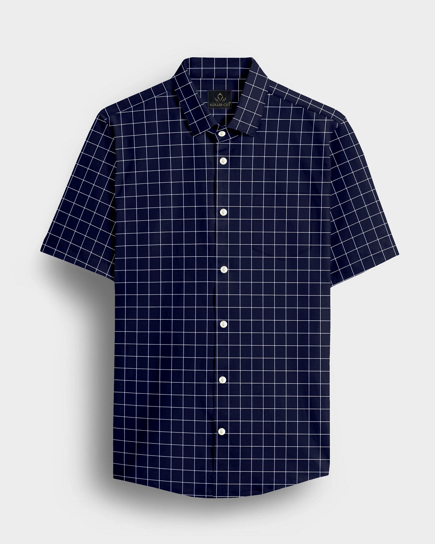 Sodalite Blue and Salt White Graph Checks Cotton Shirt