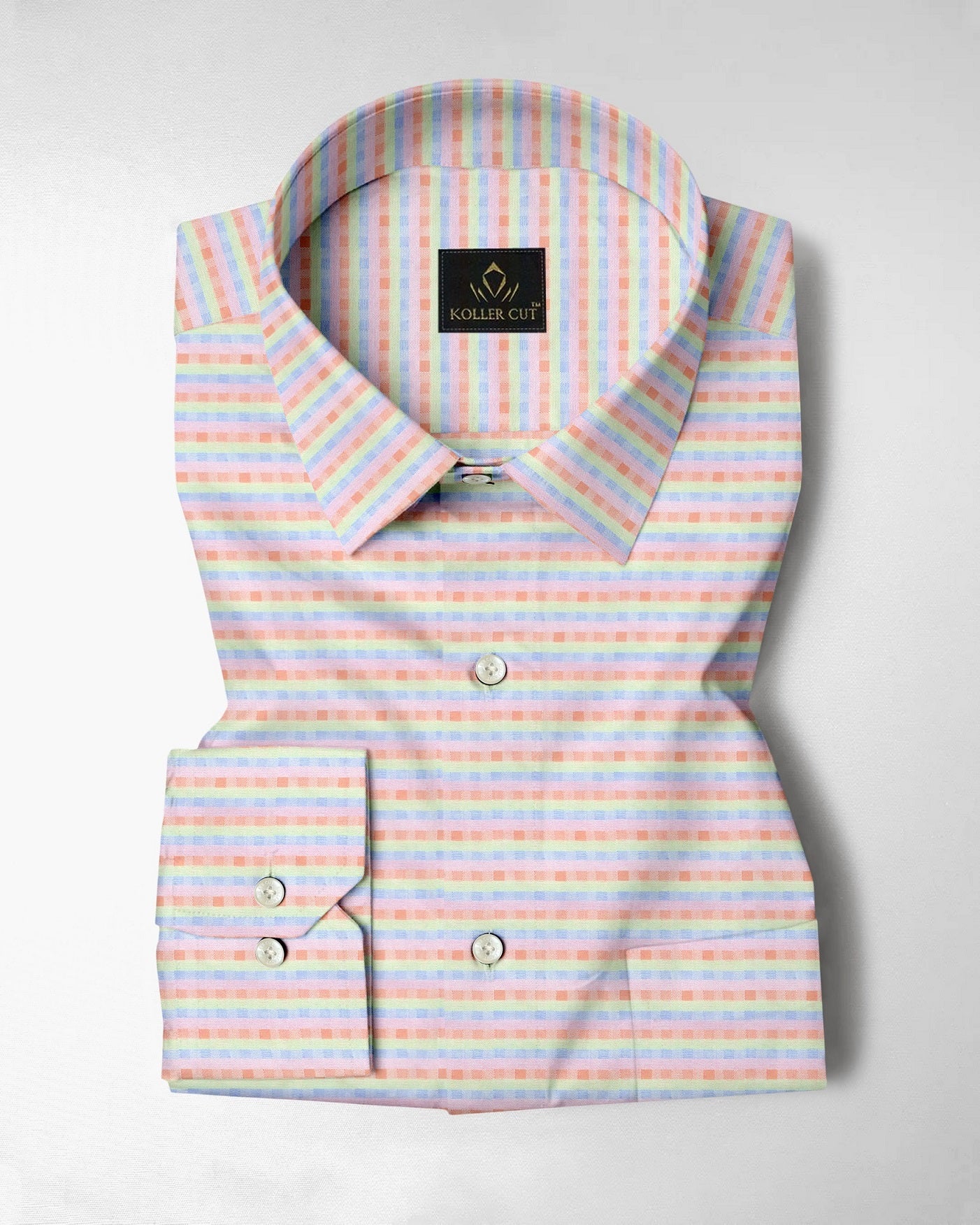 Cradle Pink with Patina Green Jacquard Checks Egyptian Giza Cotton Shirt