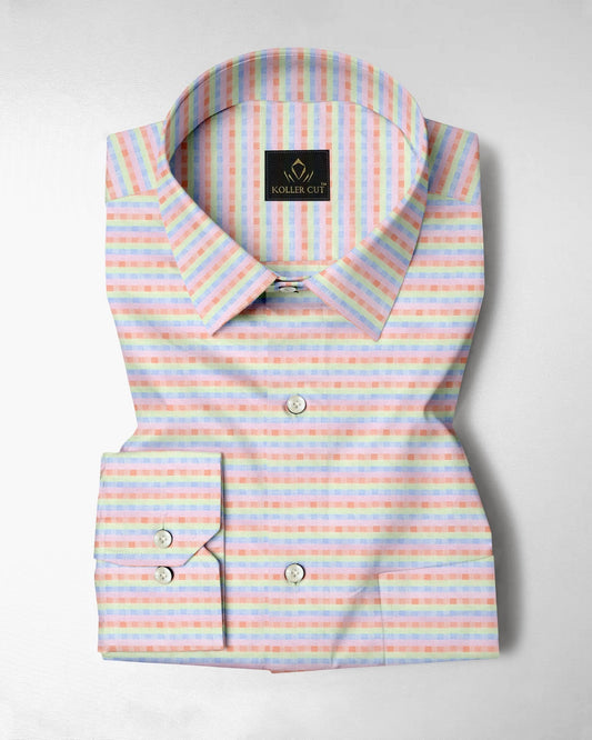 Cradle Pink with Patina Green Jacquard Checks Egyptian Giza Cotton Shirt