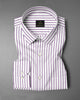 White and Dahlia Purple Stipes Cotton Shirt