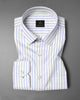 White and Dodger Blue Pin Stripes Cotton Shirt