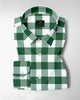 White and Emerald Green Buffalo Chekcs Oxford Cotton Shirt