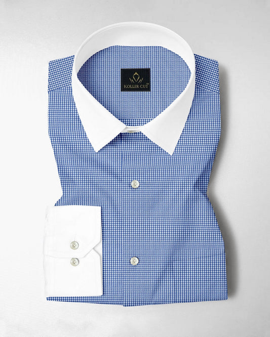 Baleine Blue and White Ninja Shuriken Printed Designer Cotton Shirt