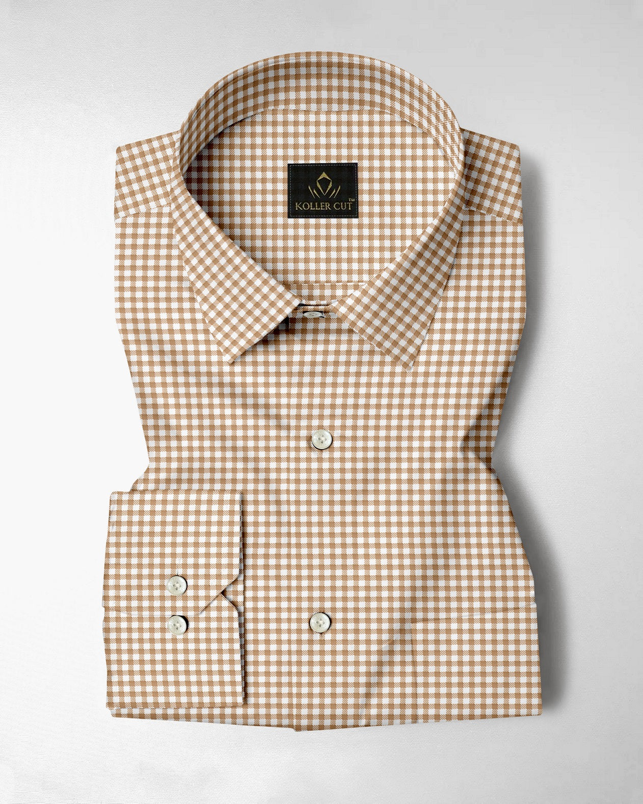 White and Frappe Brown Gingham Checks Cotton Shirt