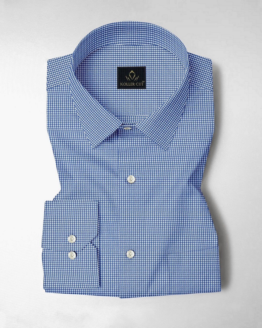 Baleine Blue and White Ninja Shuriken Printed Cotton Shirt