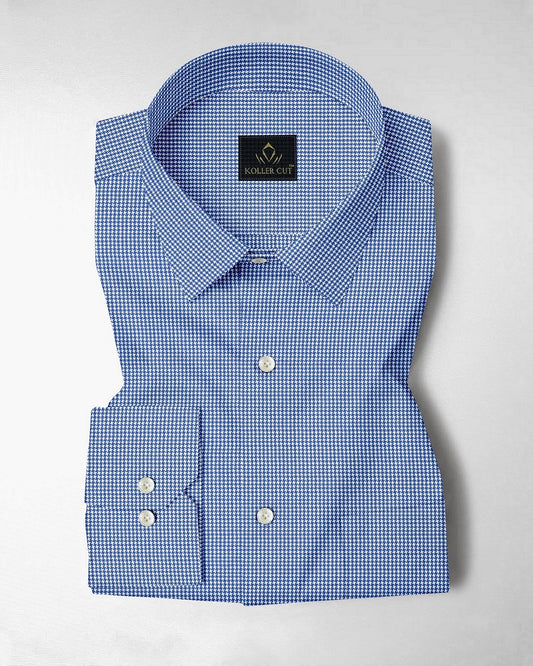 Baleine Blue and White Ninja Shuriken Printed Cotton Shirt