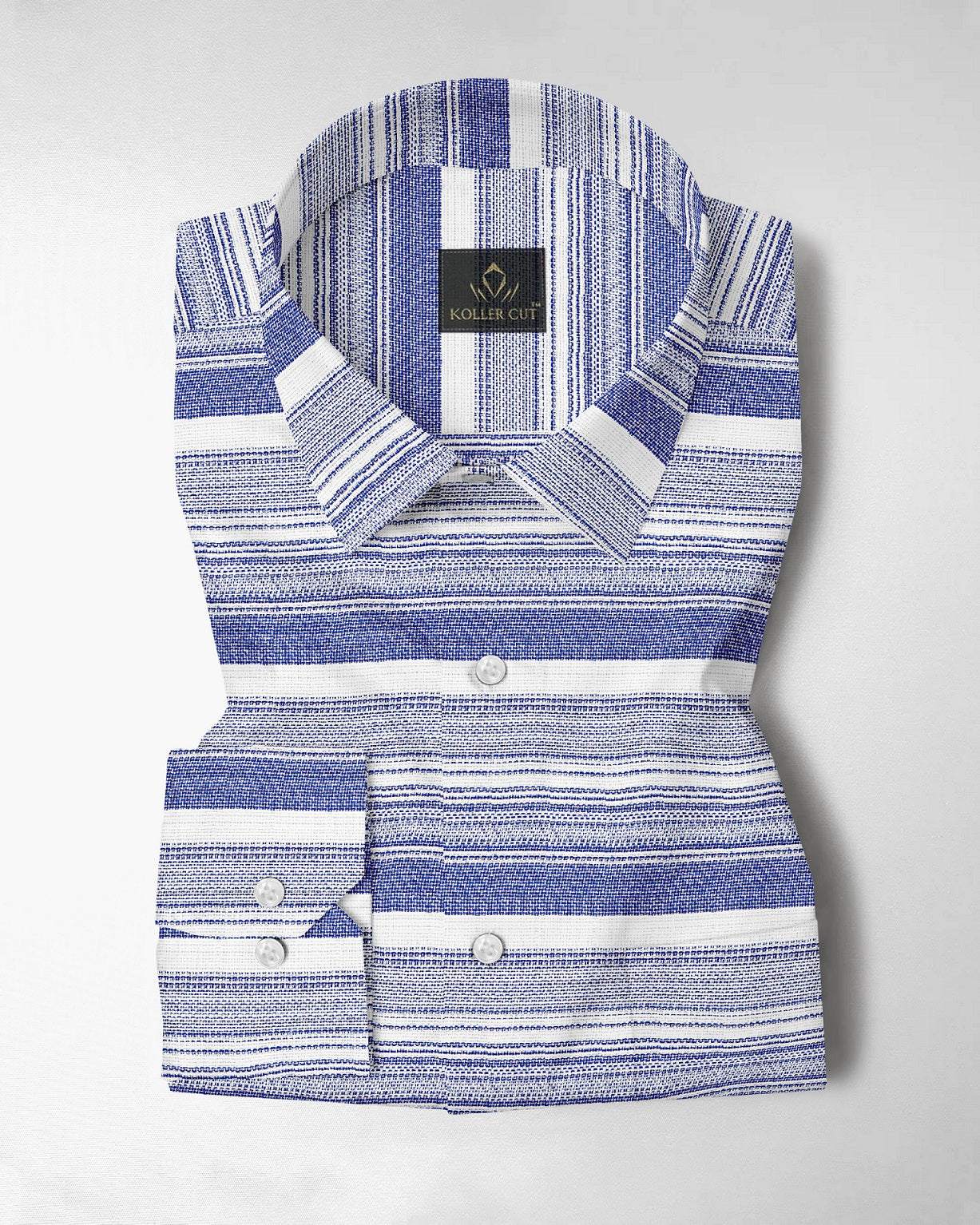 White and Clematis Blue Stripes Cotton Shirt