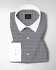 Graphite Gray and Snow White Checks Designer Cotton Shirt