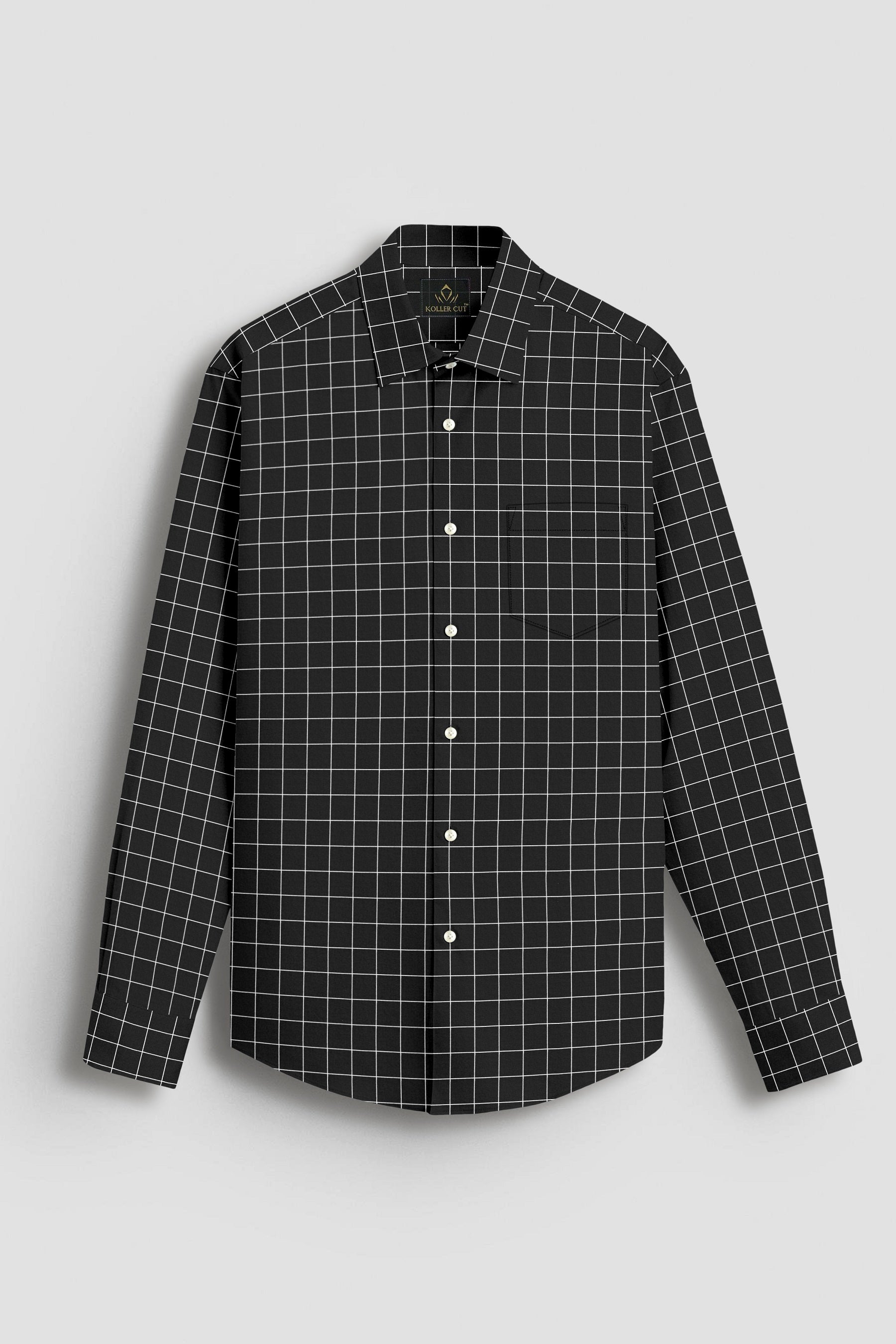 Raven Black and Salt White Graph Checks Cotton Shirt